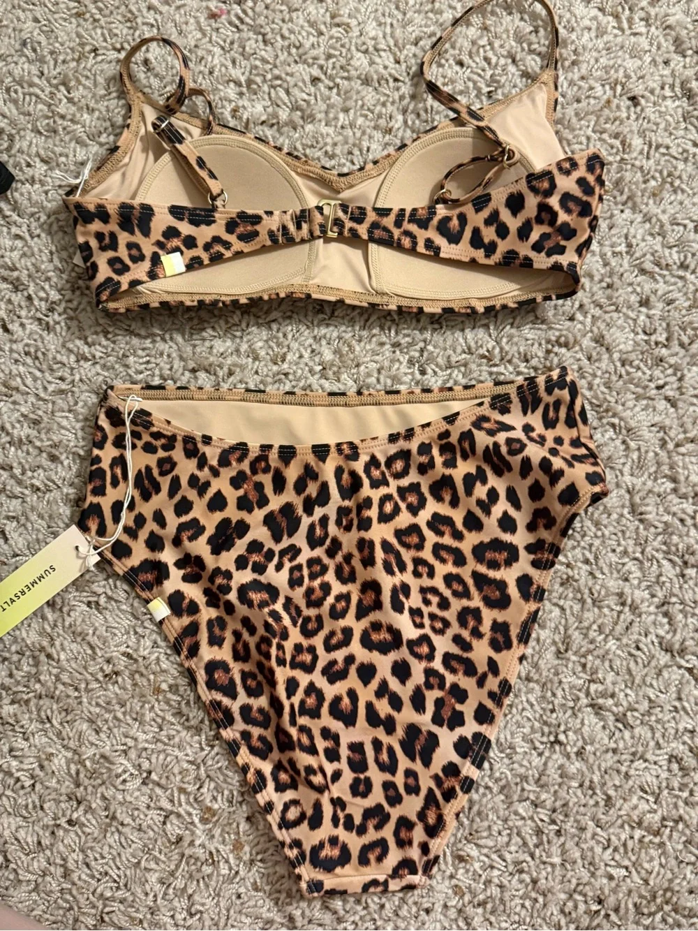NWT Summersalt Wanderlust Leopard Bikini with Extra Black Cinched Top